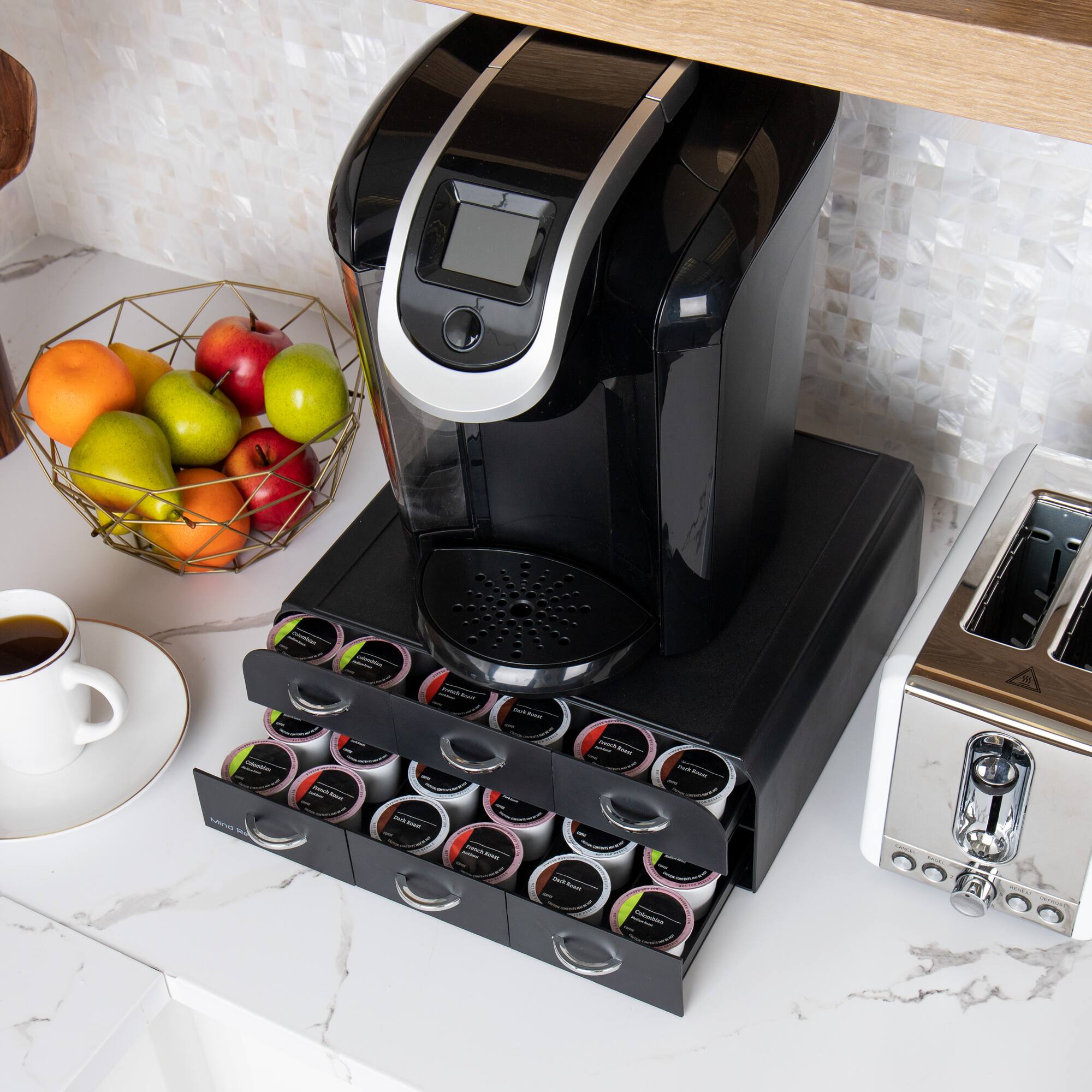 Mind Reader Anchor Collection Black 2-Tier 6-Drawer Single Serve Coffee Pod Organizer